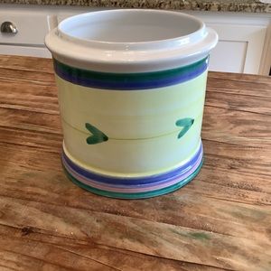 CALECA ITALIAN HAND PAINTED POTTERY, CANISTER/POT/CROCK/VASE 6” x 6”